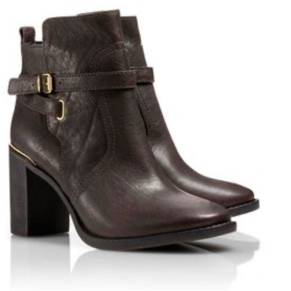 Tory Burch Kayden Stacked Heel Leather 
Boots 8.5 EUC